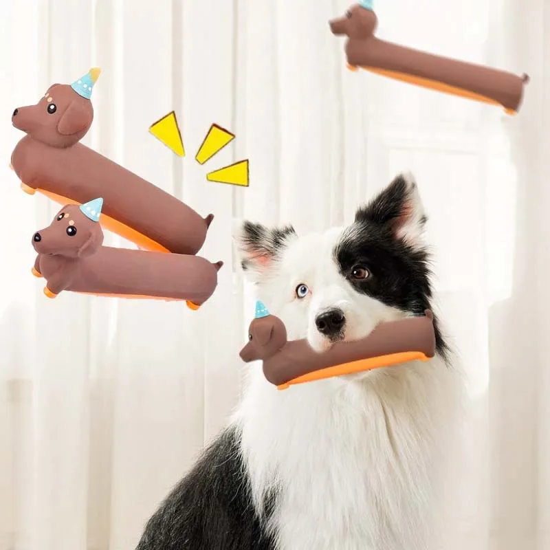 Dog Muzzle Silicone - Dog Chewing Toy Simulated Dachshund Squeaky