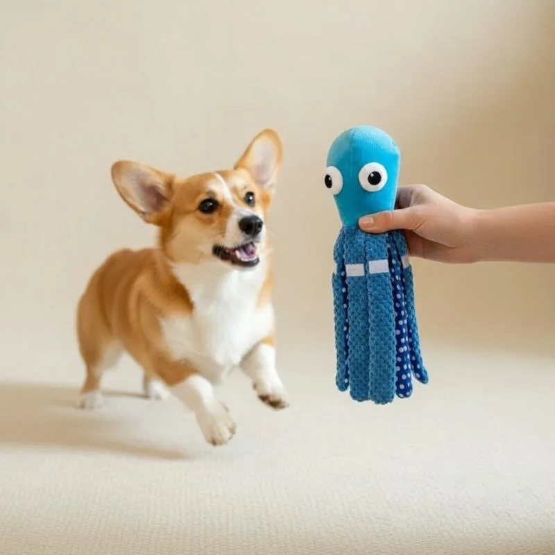 Interactive Cat Toy - Octopus Squeaky Pet Toy Odor-Free Bite