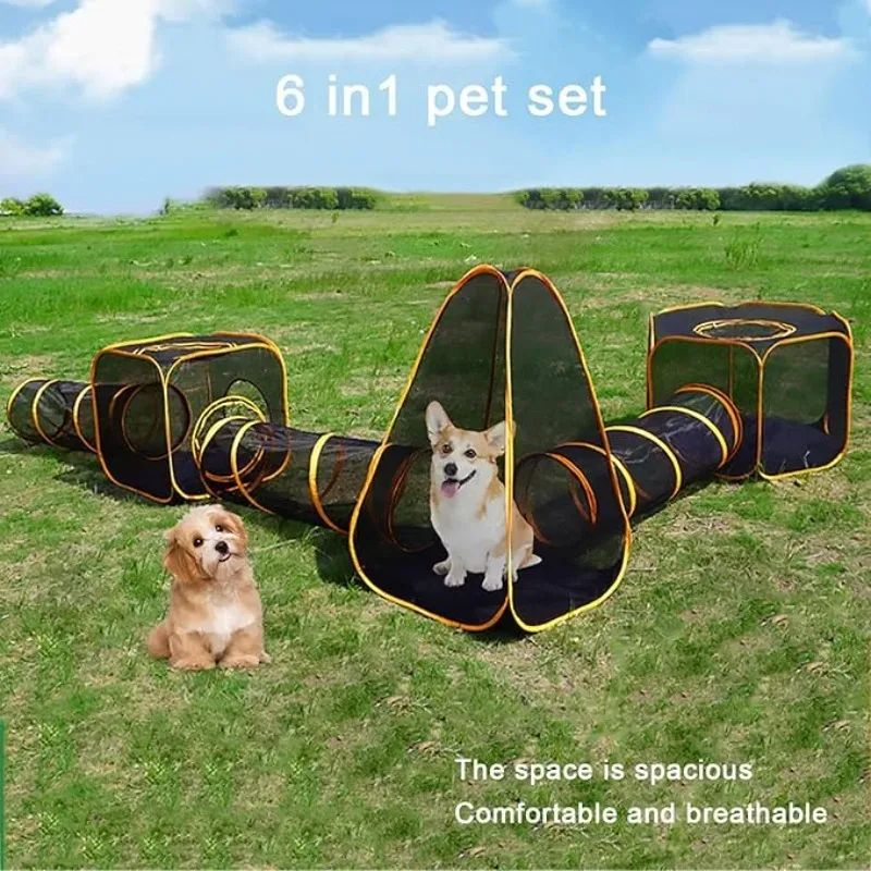 Interactive Cat Toy - 6-in-1 Tent Cat Enclosures with Tunnel