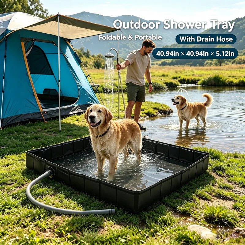 Pet X Supplies & Tack Grooming - Foldable Shower Basin with Drainage Pipe,